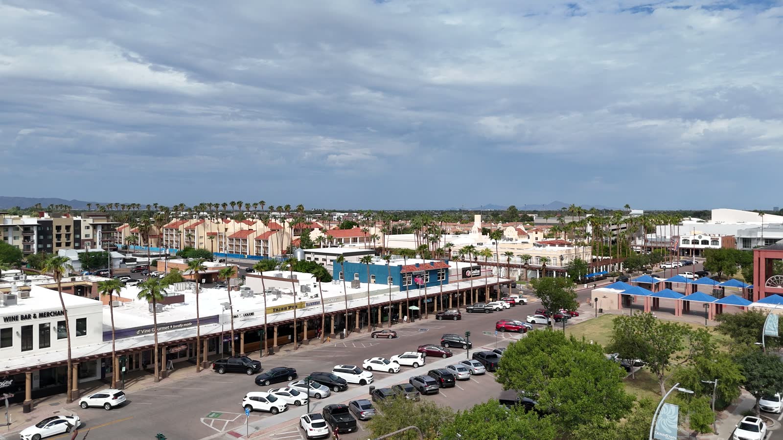 Aerial view of historic Downtown Chandler, from Amy Richardson's own drone footage